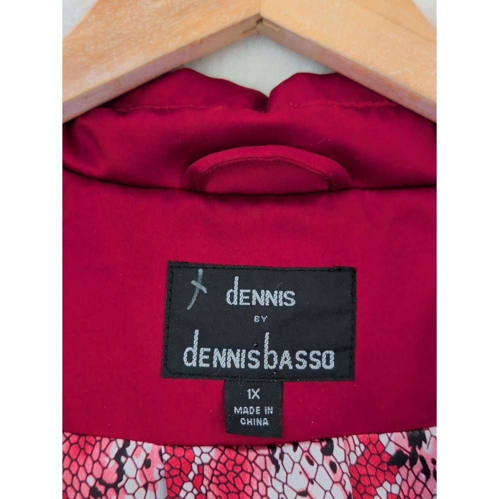 Dennis by Dennis Basso Jacket Womens 1X Red Button Front Lined Spring Fall - Picture 7 of 11